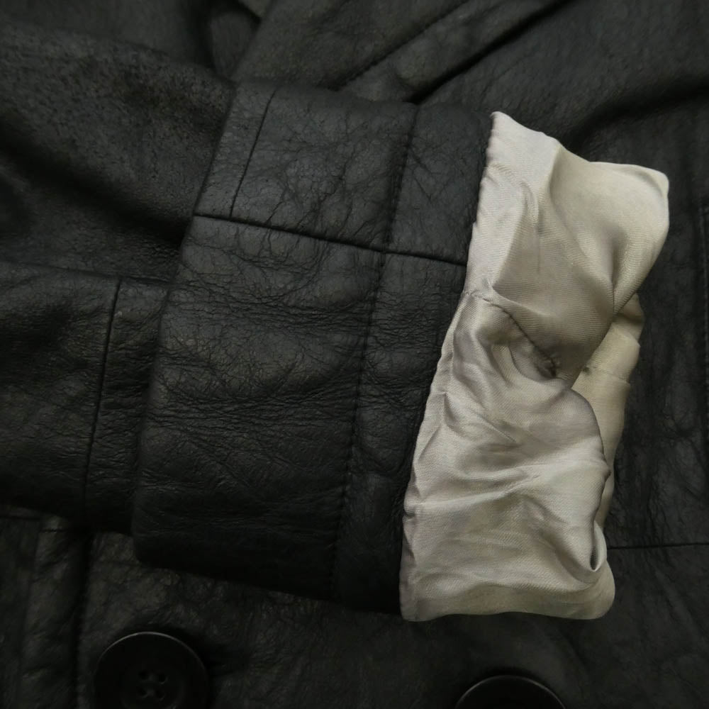 Rick Owens リックオウエンス 06AW 1773 DUSTULATOR期 RU PEE COAT OLMAR and MIRTA Lavato Plonge ラムレザー レザー Pコート ブラック系 S【中古】