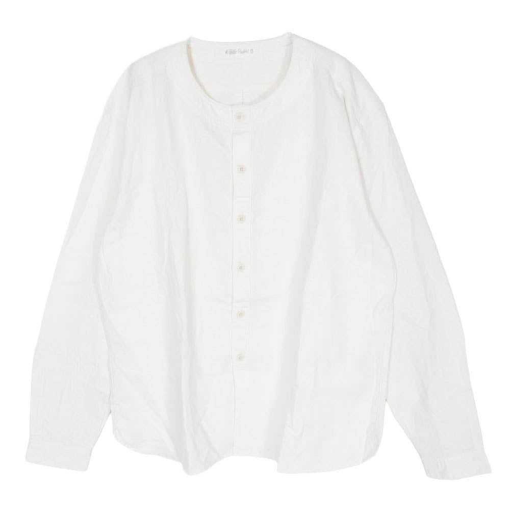 ORGUEIL オルゲイユ OR-5069A No Collar Shirt リネン混 ノーカラー バンドカラー 長袖 シャツ オフホワイト系 44【中古】