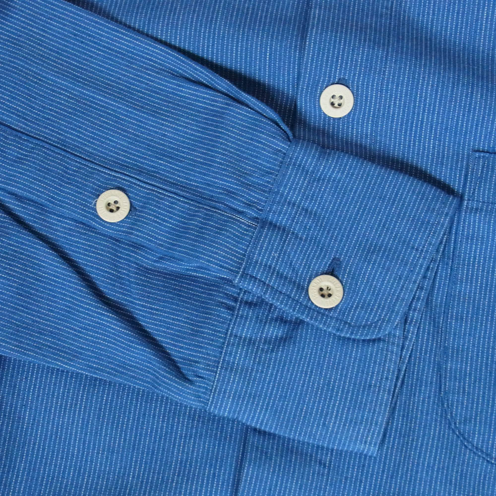 ORGUEIL オルゲイユ OR-5071B Windsor Collar Shirt ウィンザーカラー ストライプ 長袖 シャツ ブルー系 44【新古品】【未使用】【中古】