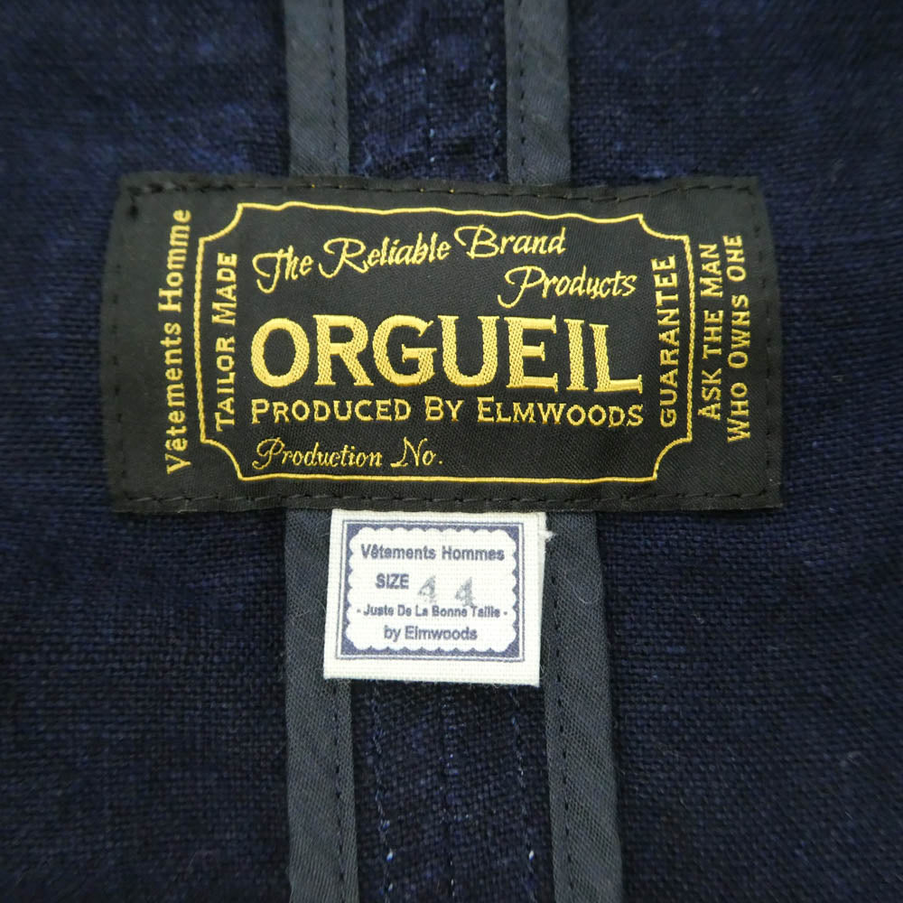 ORGUEIL オルゲイユ OR-4227B Indigo Linen Sack Jacket インディゴ リネン サック テーラード ジャケット ネイビー系 44【中古】