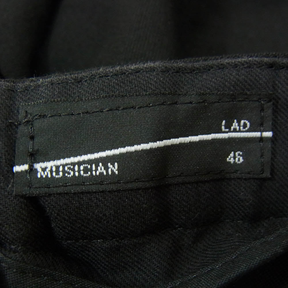 LAD MUSICIAN ラッドミュージシャン 2216-556 CROPPED PANTS クロップド ワイド 裾変形 ラップ パンツ ブラック系 46【中古】