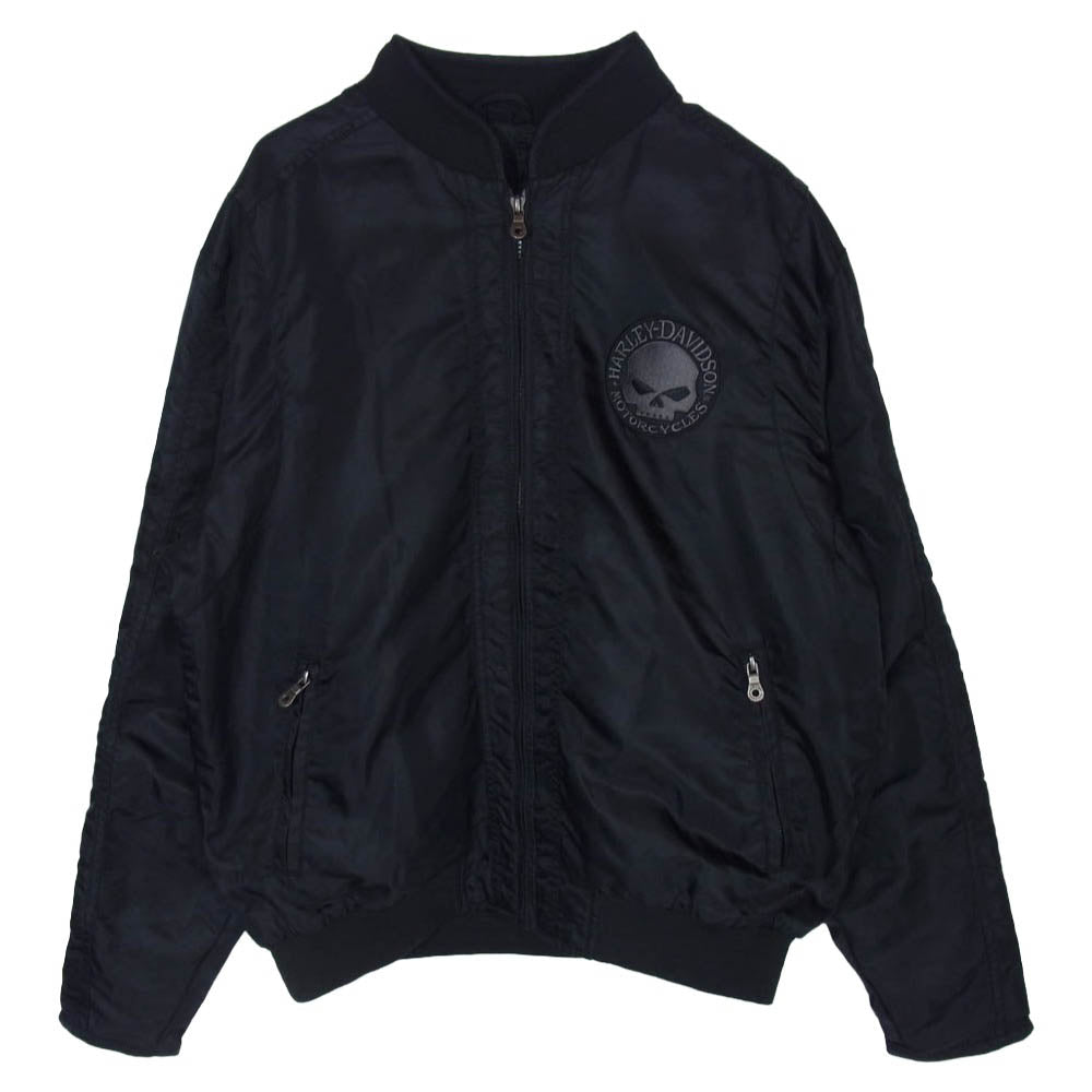 HARLEY DAVIDSON ハーレーダビッドソン 袖ロゴ バックスカル ライディングジャケット ブルゾン ブラック系 M【中古】