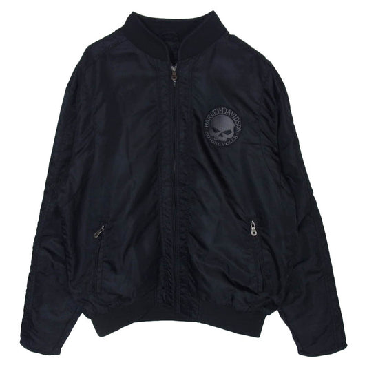 HARLEY DAVIDSON ハーレーダビッドソン 袖ロゴ バックスカル ライディングジャケット ブルゾン ブラック系 M【中古】