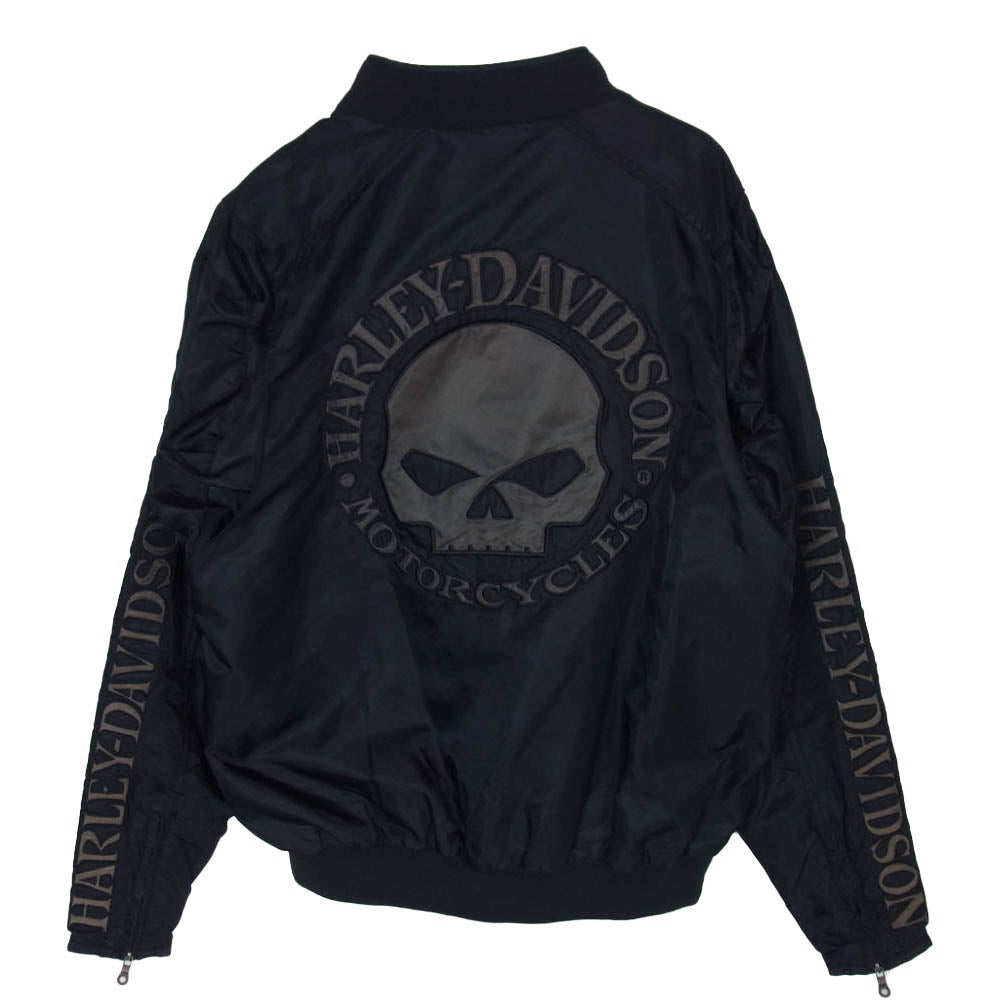 HARLEY DAVIDSON ハーレーダビッドソン 袖ロゴ バックスカル ライディングジャケット ブルゾン ブラック系 M【中古】