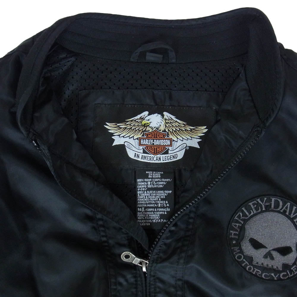 HARLEY DAVIDSON ハーレーダビッドソン 袖ロゴ バックスカル ライディングジャケット ブルゾン ブラック系 M【中古】