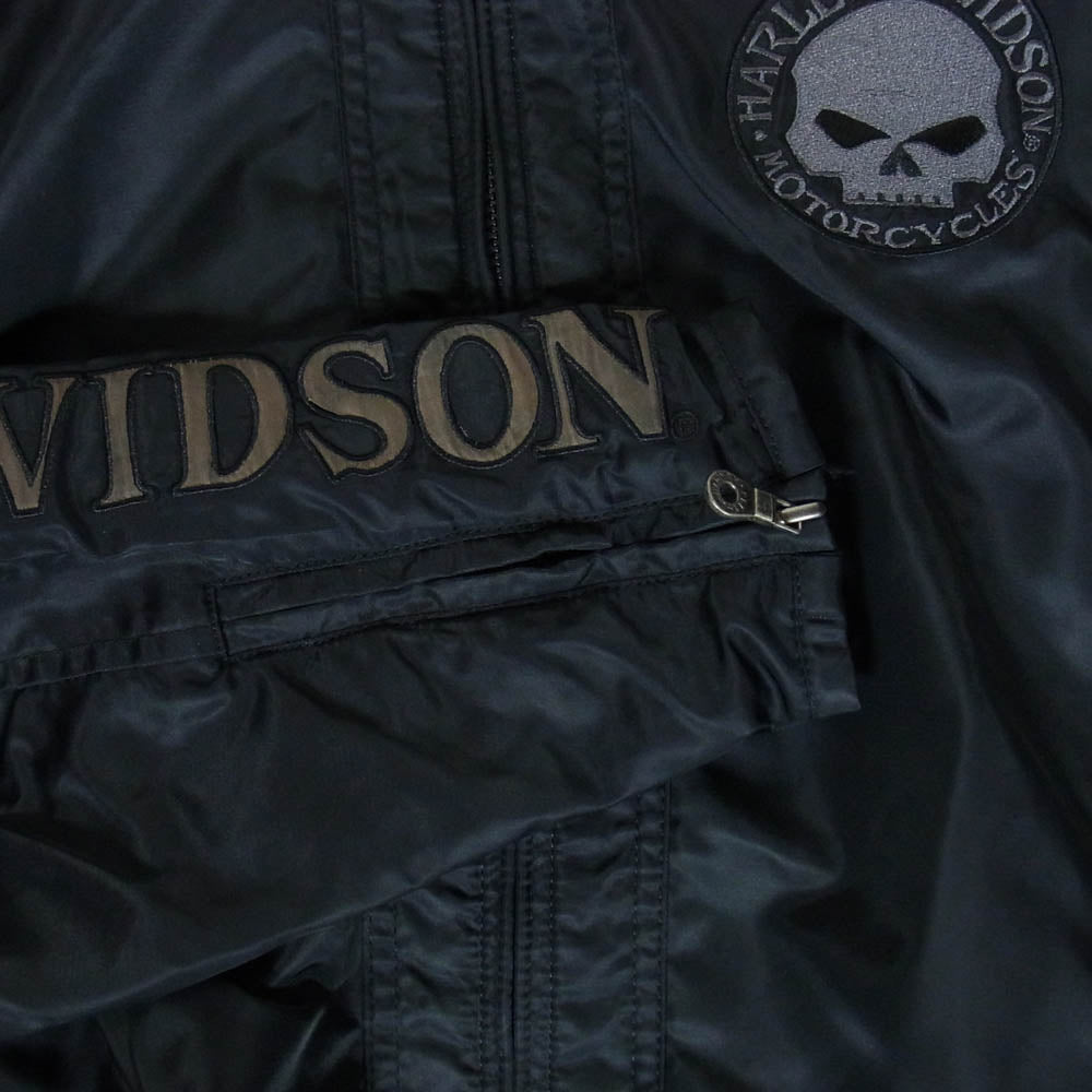 HARLEY DAVIDSON ハーレーダビッドソン 袖ロゴ バックスカル ライディングジャケット ブルゾン ブラック系 M【中古】