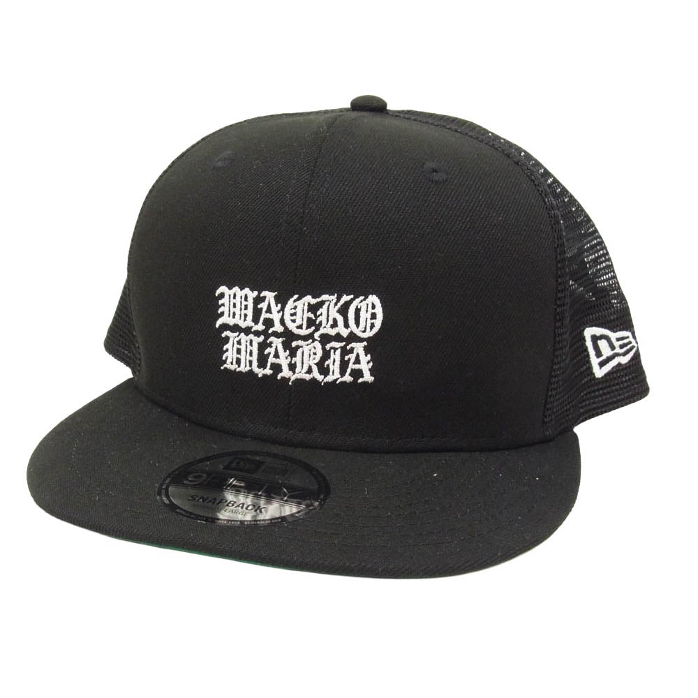 WACKO MARIA ワコマリア NEW ERA ニューエラ 26SS 26SS-WMA-CP04 × NEW ERA 59FIFTY TRUCKER CAP ロゴ刺繍 メッシュ キャップ 帽子 ブラック系 F【中古】