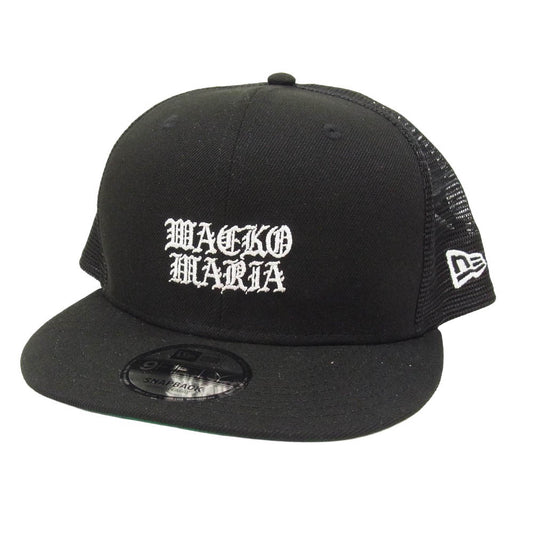 WACKO MARIA ワコマリア NEW ERA ニューエラ 26SS 26SS-WMA-CP04 × NEW ERA 59FIFTY TRUCKER CAP ロゴ刺繍 メッシュ キャップ 帽子 ブラック系 F【中古】