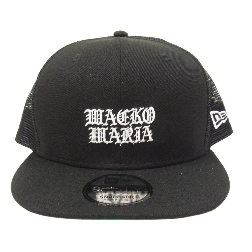 WACKO MARIA ワコマリア NEW ERA ニューエラ 26SS 26SS-WMA-CP04 × NEW ERA 59FIFTY TRUCKER CAP ロゴ刺繍 メッシュ キャップ 帽子 ブラック系 F【中古】