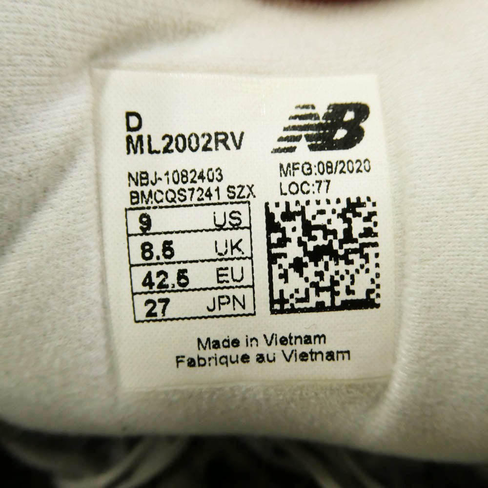 NEW BALANCE ニューバランス N.HOOLYWOOD エヌハリウッド ML2002RV x N.HOLLYWOOD エヌハリウッド × INVINCIBLE インビンシブル 2002R メッシュ スエード スニーカー グレー系 27cm【中古】