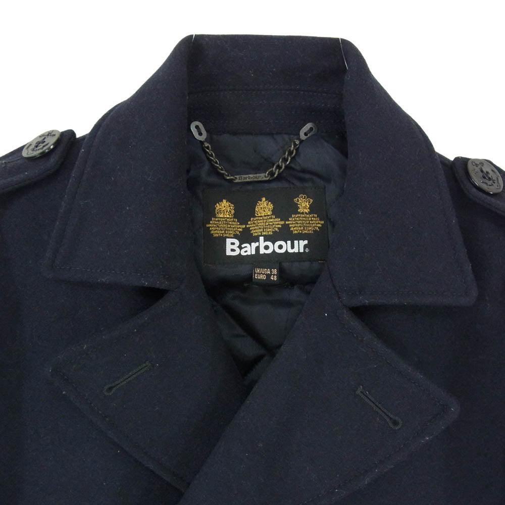 Barbour バブアー 15019 ウール エポレット付 Pコート ピーコート ネイビー系 38【中古】