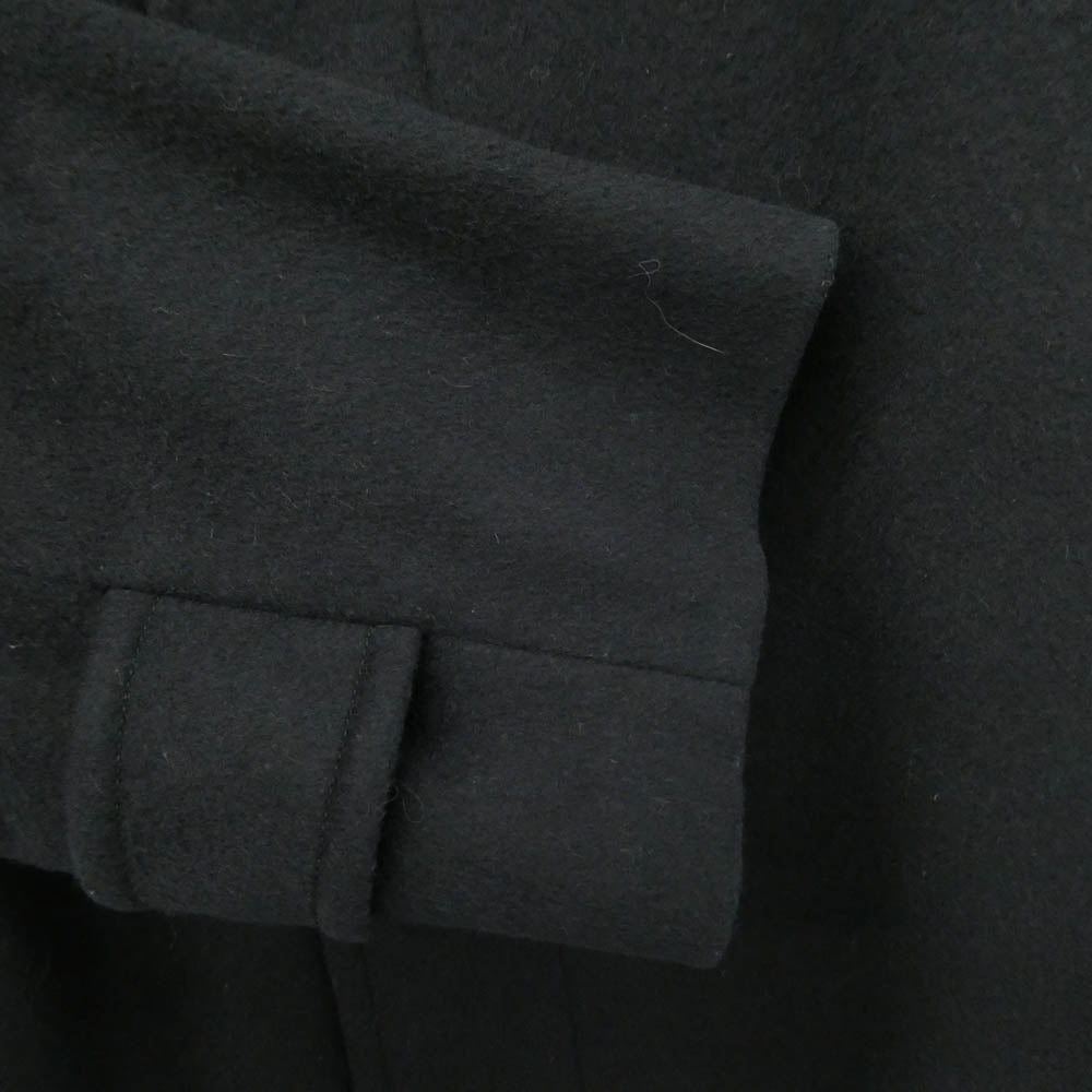 Aquascutum アクアスキュータム 英国製 比翼 ウール ロング コート ブラック ダークネイビー系【中古】