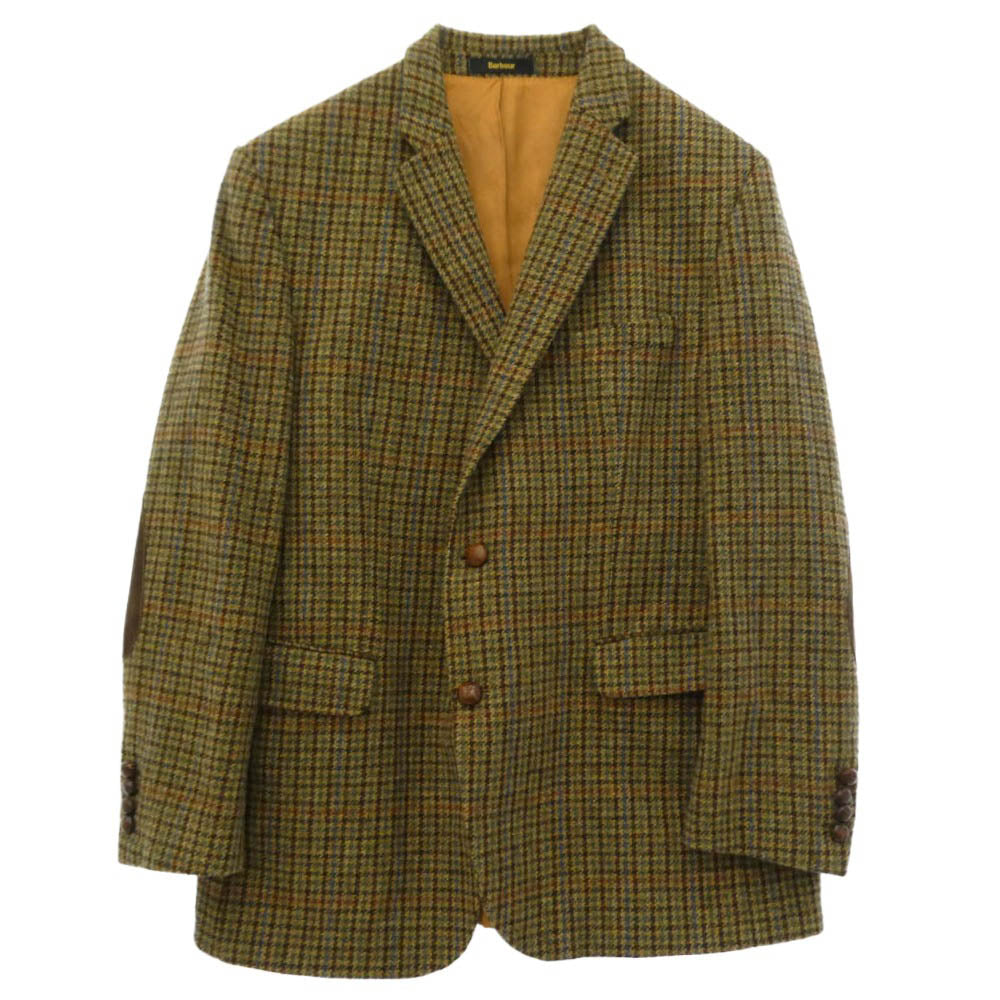 Barbour バブアー エルボーパッチ ガンクラブ チェック ツイード 2B テーラード ジャケット ブラウン系 27【中古】