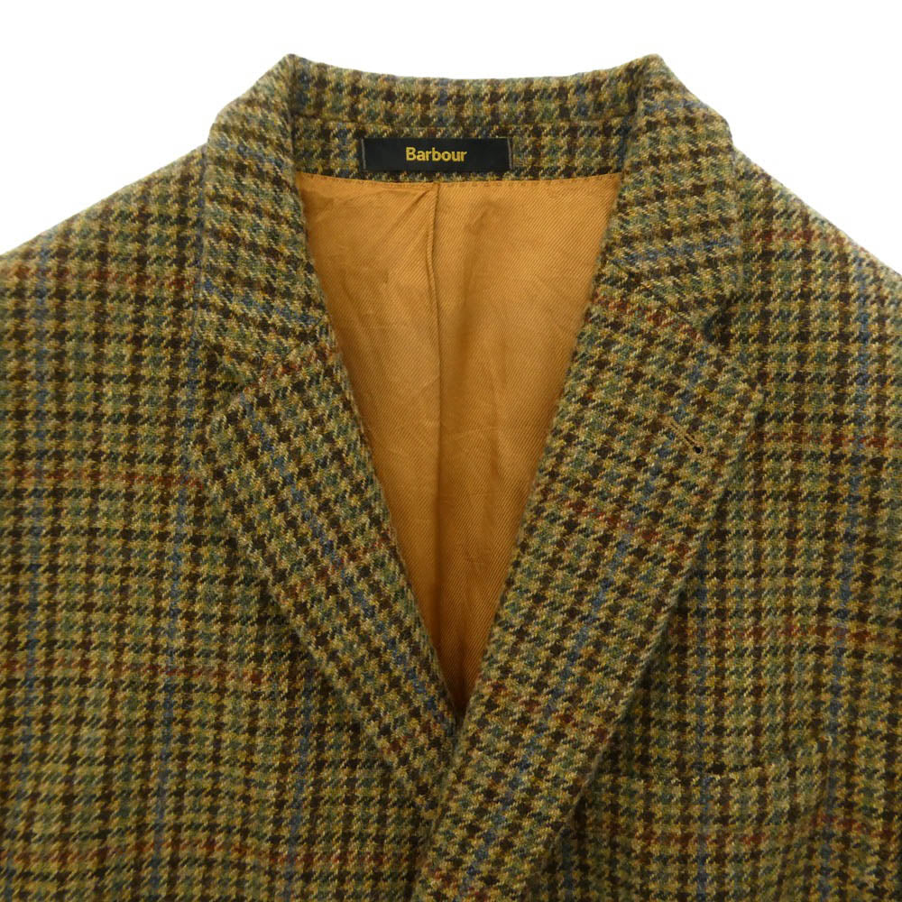 Barbour バブアー エルボーパッチ ガンクラブ チェック ツイード 2B テーラード ジャケット ブラウン系 27【中古】