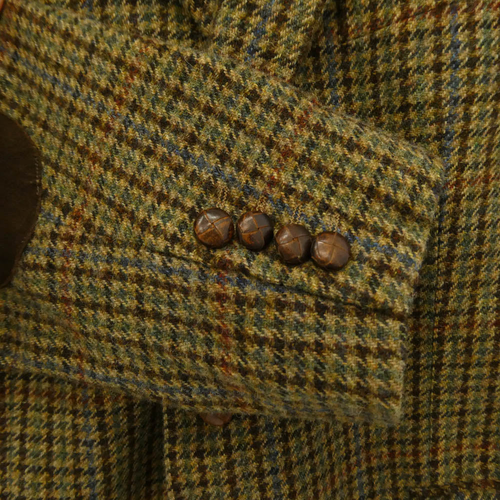 Barbour バブアー エルボーパッチ ガンクラブ チェック ツイード 2B テーラード ジャケット ブラウン系 27【中古】