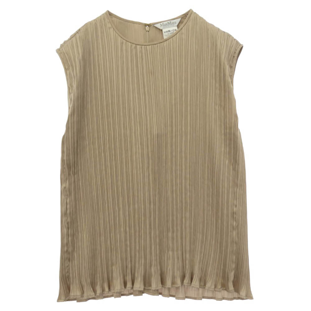 MAX MARA マックスマーラ 11610191600 シルクギャザー プリーツ ノースリーブ トップス ブラウス ベージュ系 36【中古】