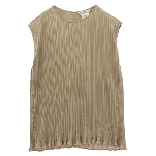 MAX MARA マックスマーラ 11610191600 シルクギャザー プリーツ ノースリーブ トップス ブラウス ベージュ系 36【中古】