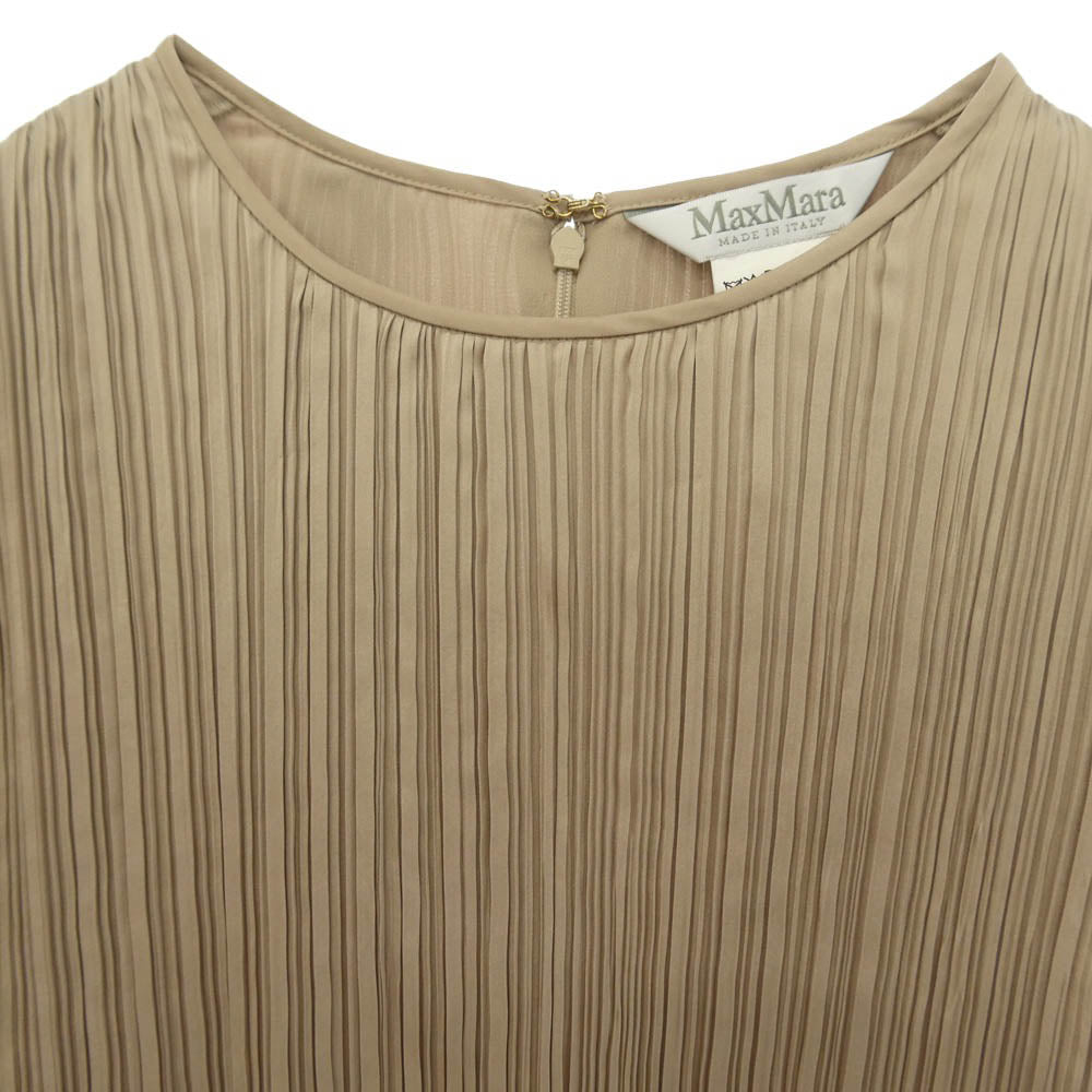 MAX MARA マックスマーラ 11610191600 シルクギャザー プリーツ ノースリーブ トップス ブラウス ベージュ系 36【中古】