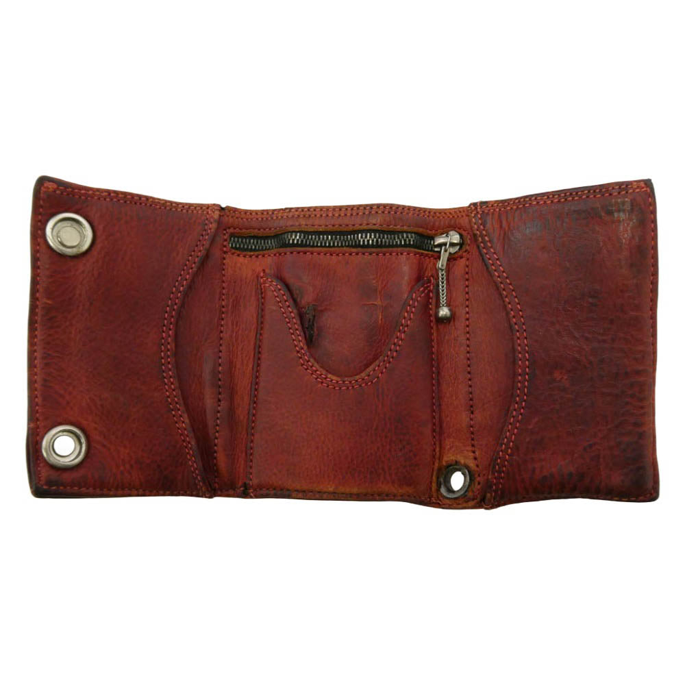 CHROME HEARTS クロムハーツ（原本無） 3FOLD 3フォールド ハートボタン レザーウォレット ブラウン系【中古】