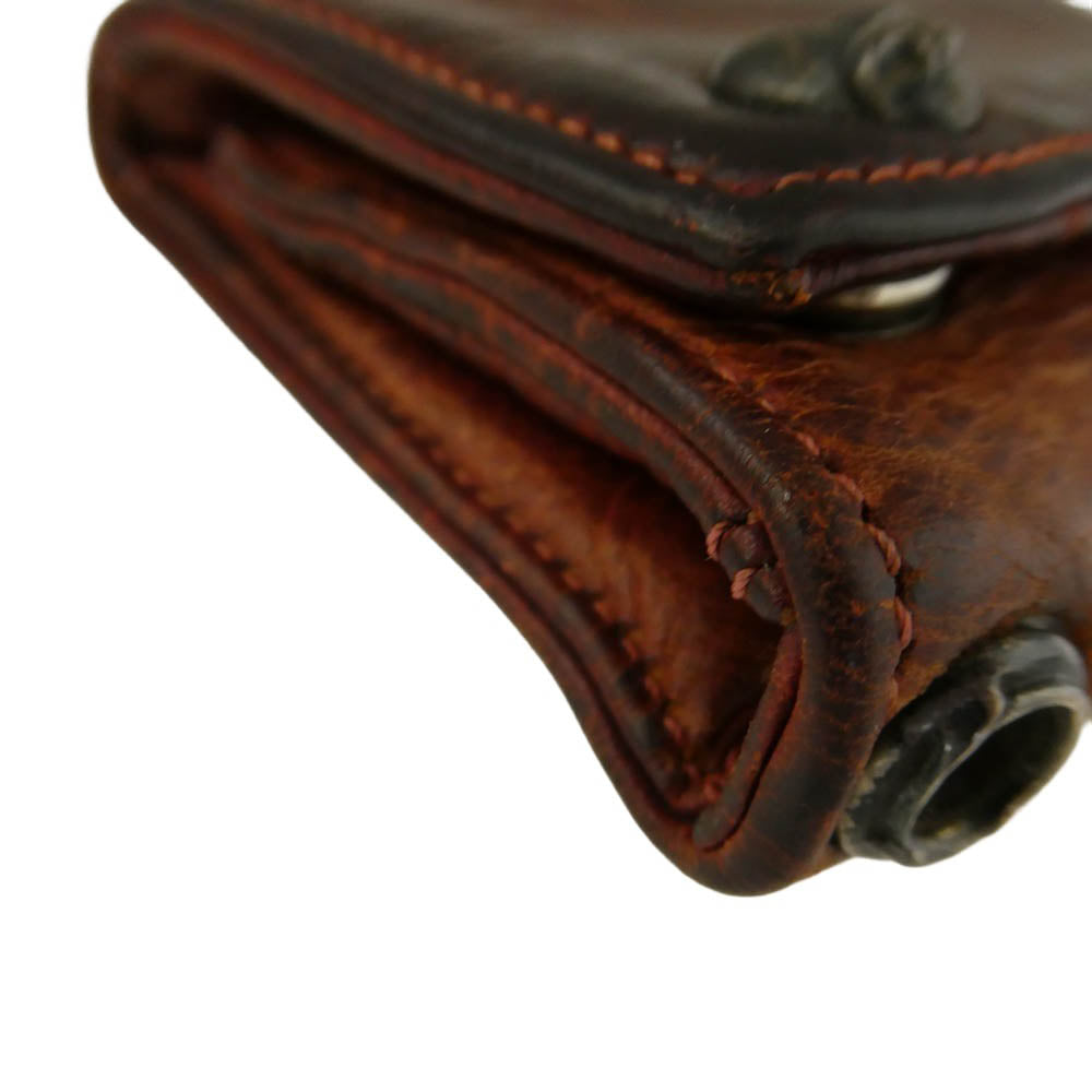 CHROME HEARTS クロムハーツ（原本無） 3FOLD 3フォールド ハートボタン レザーウォレット ブラウン系【中古】