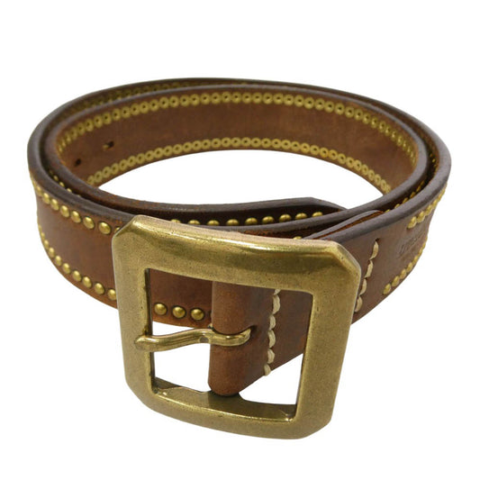 BURGUS PLUS バーガスプラス レザー スタッズ ベルト ブラウン系 36【中古】