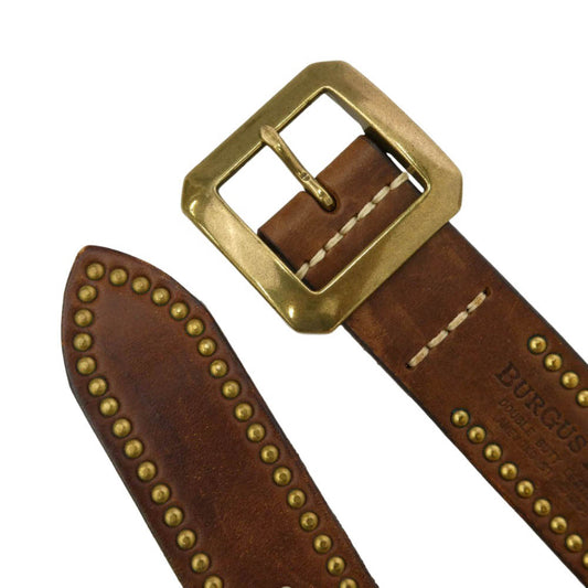 BURGUS PLUS バーガスプラス レザー スタッズ ベルト ブラウン系 36【中古】