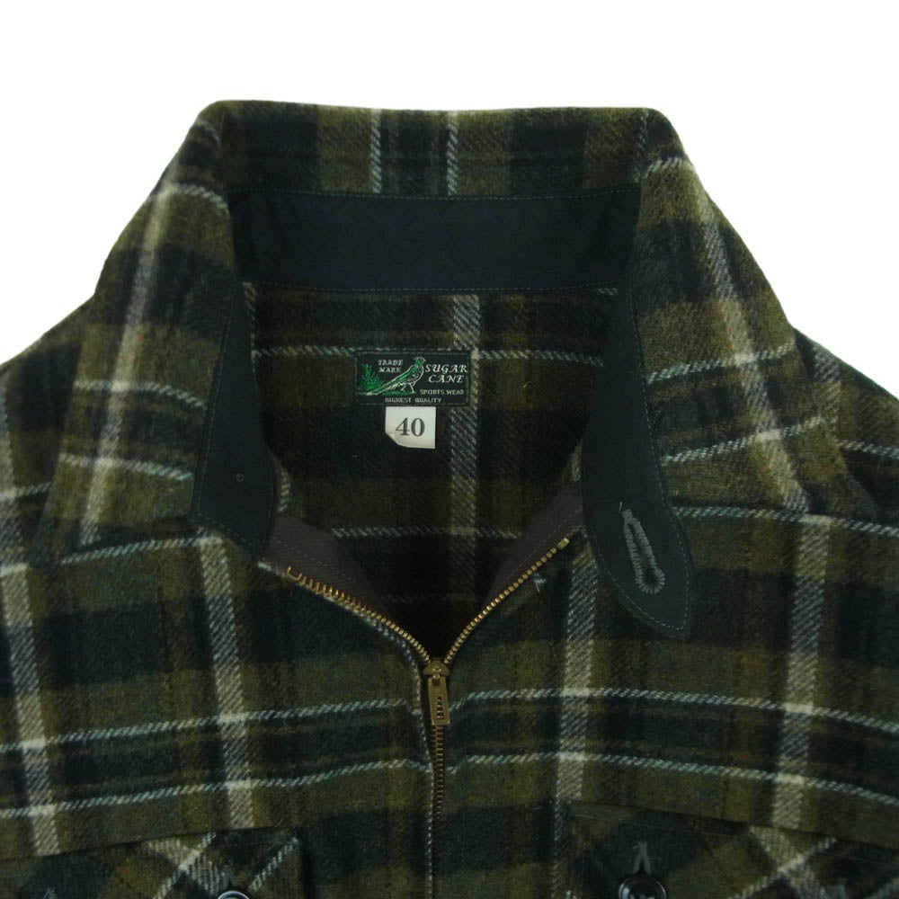 SUGAR CANE シュガーケーン SC12644 東洋エンタープライズ WOOL PLAID ZIP JACKET ウール プレイド ジップ ジャケット ブルゾン モスグリーン系 40【中古】