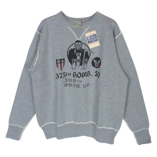 Buzz Rickson's バズリクソンズ BR65179 375th BOMB SQ スカル 裏起毛 スウェット トレーナー グレー系 113HGRY XL【極上美品】【中古】