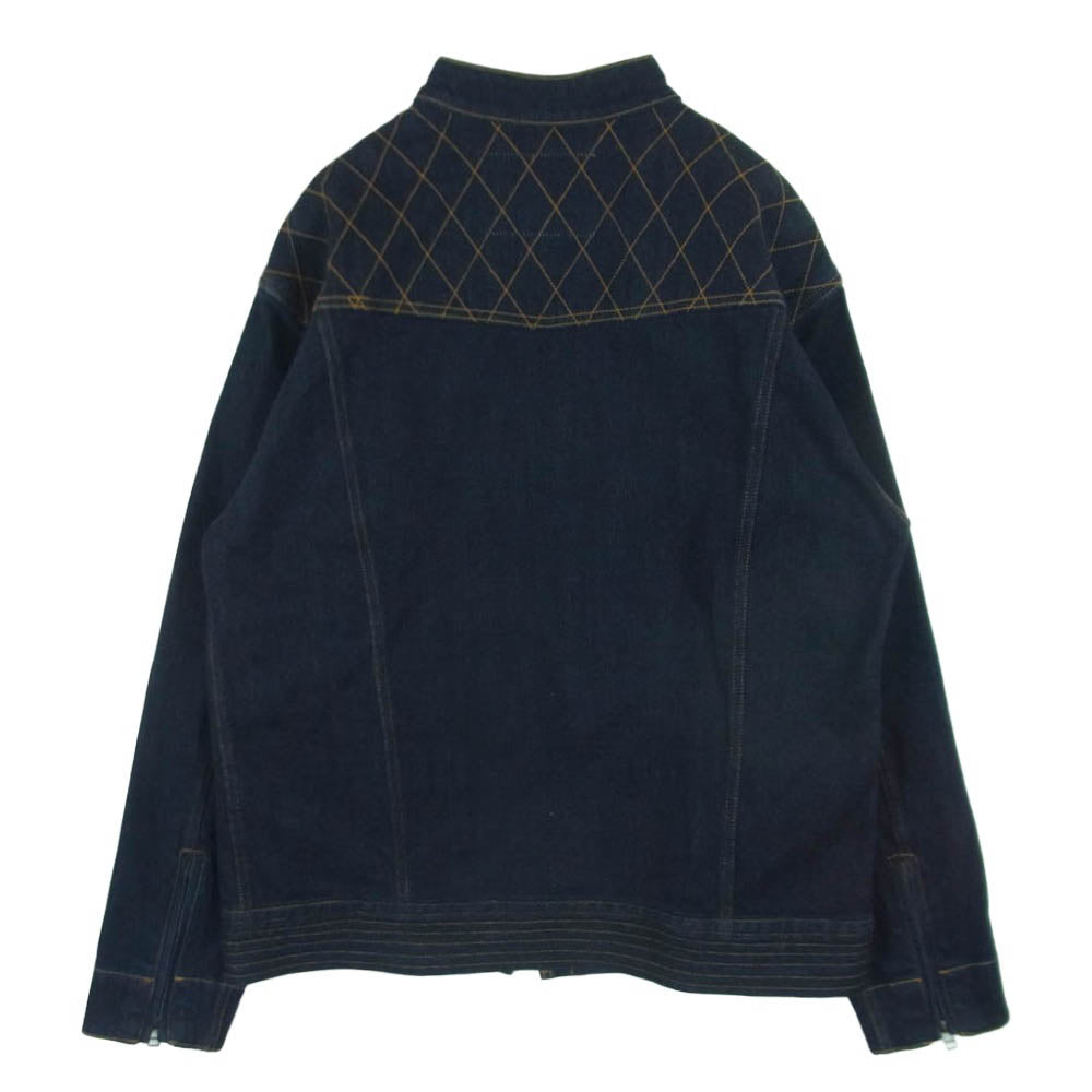 KOJIMA GENES 児島ジーンズ 13oz ストレッチ デニム シングル ライダース ジャケット インディゴブルー系 XXL【中古】