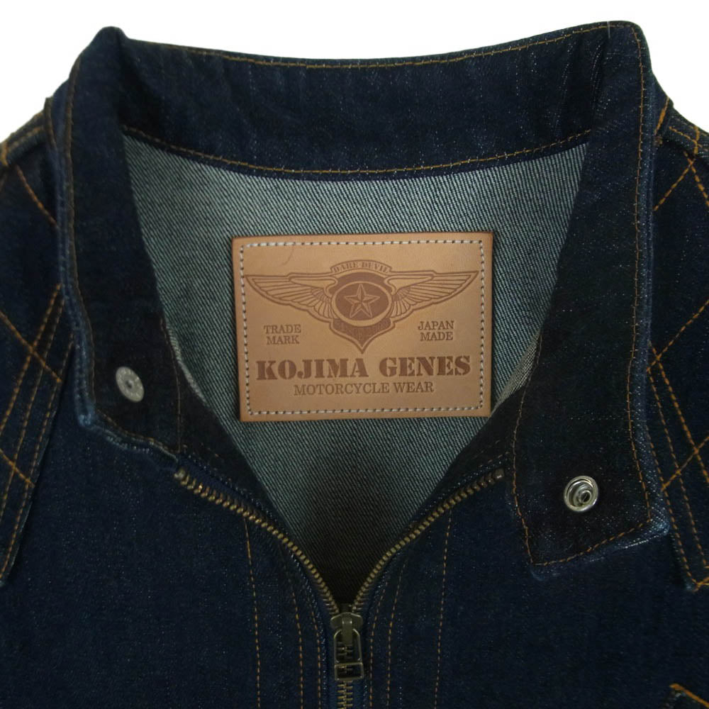 KOJIMA GENES 児島ジーンズ 13oz ストレッチ デニム シングル ライダース ジャケット インディゴブルー系 XXL【中古】