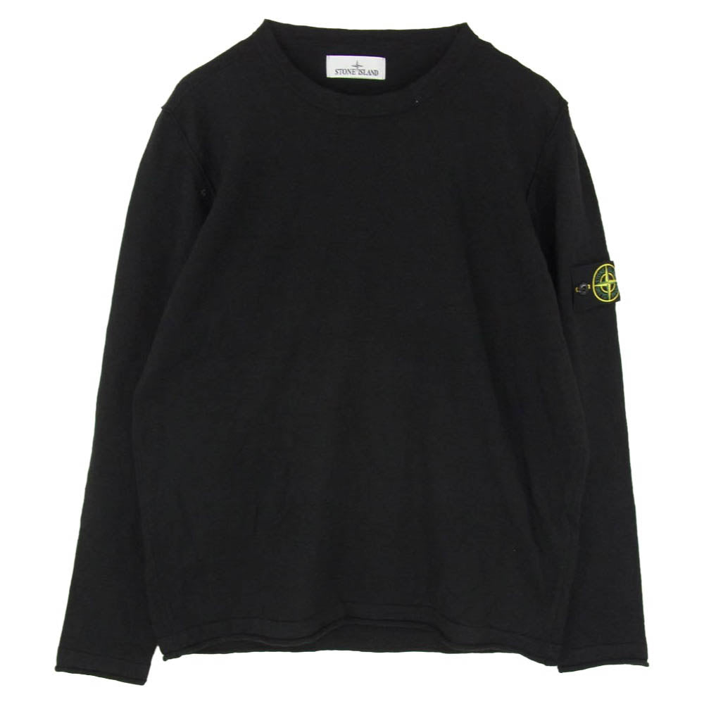 STONE ISLAND ストーンアイランド ロゴワッペン付き クルーネック ニット セーター ブラック系 XL【中古】