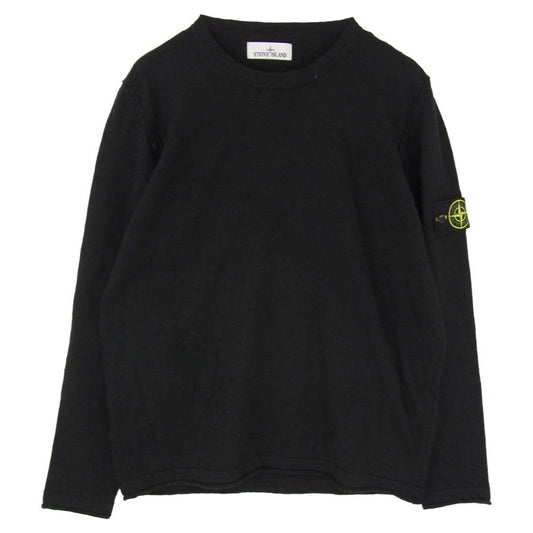 STONE ISLAND ストーンアイランド ロゴワッペン付き クルーネック ニット セーター ブラック系 XL【中古】
