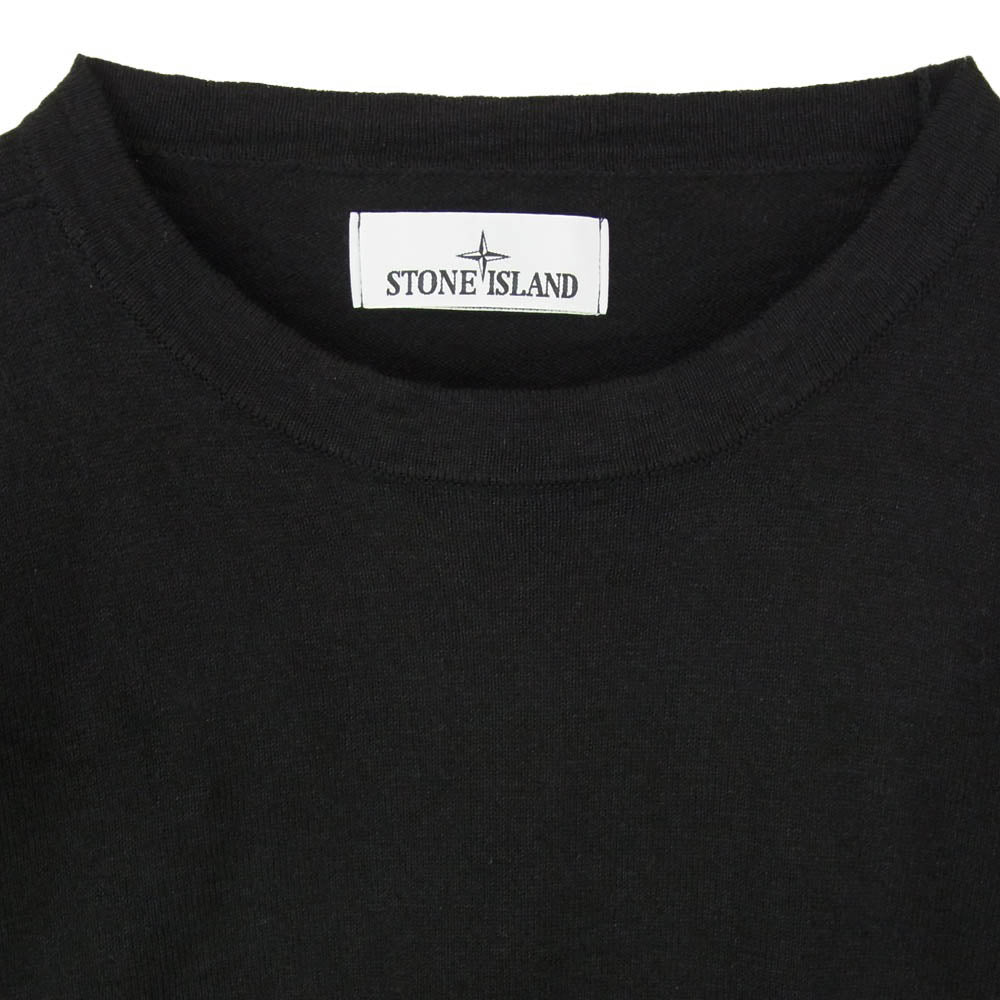 STONE ISLAND ストーンアイランド ロゴワッペン付き クルーネック ニット セーター ブラック系 XL【中古】