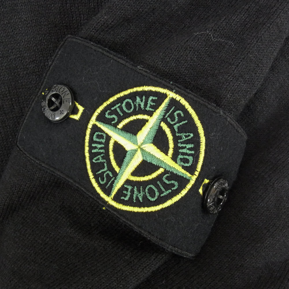 STONE ISLAND ストーンアイランド ロゴワッペン付き クルーネック ニット セーター ブラック系 XL【中古】