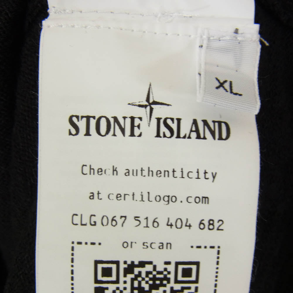 STONE ISLAND ストーンアイランド ロゴワッペン付き クルーネック ニット セーター ブラック系 XL【中古】