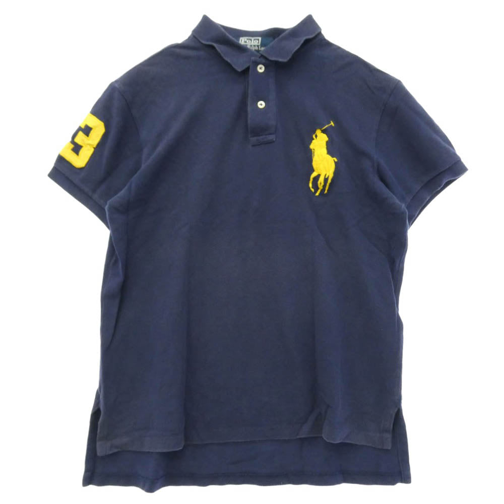 POLO RALPH LAUREN ポロ・ラルフローレン Big Pony Polo Shirt CUSTOM FIT ビック ポニー カスタム フィット ショルダー ナンバリング 半袖 ポロシャツ ネイビー ネイビー系 L【中古】