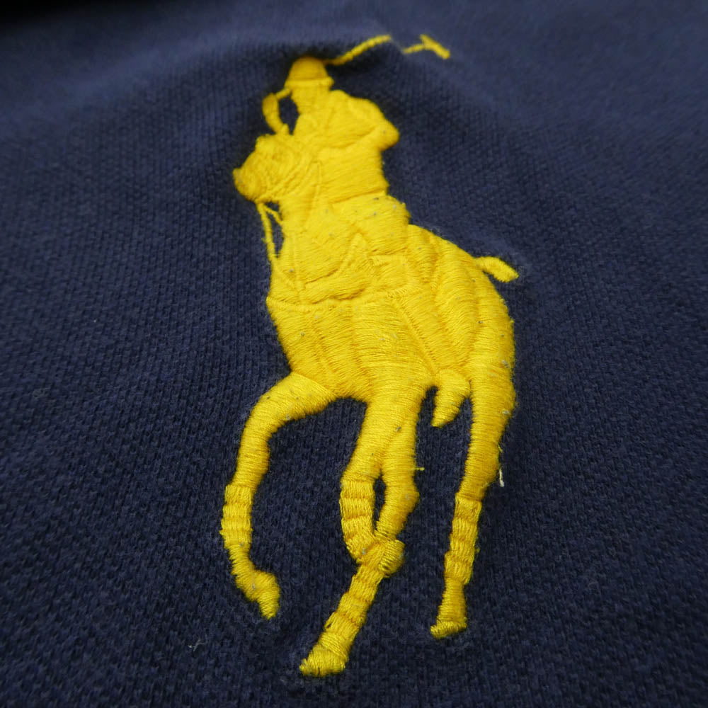 POLO RALPH LAUREN ポロ・ラルフローレン Big Pony Polo Shirt CUSTOM FIT ビック ポニー カスタム フィット ショルダー ナンバリング 半袖 ポロシャツ ネイビー ネイビー系 L【中古】