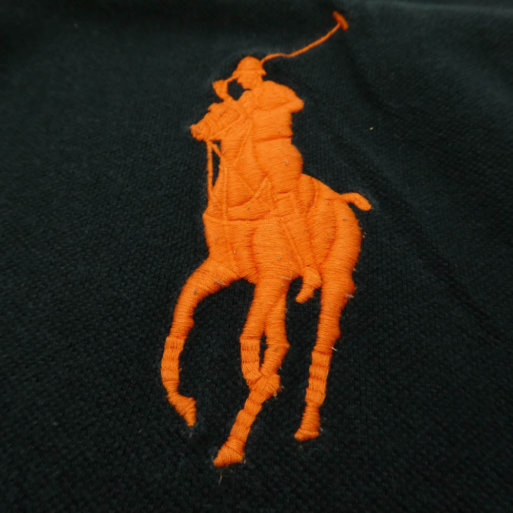 POLO RALPH LAUREN ポロ・ラルフローレン Big Pony Polo Shirt CUSTOM FIT ビック ポニー カスタム フィット ショルダー ナンバリング 半袖 ポロシャツ ブラック ブラック系 M【中古】