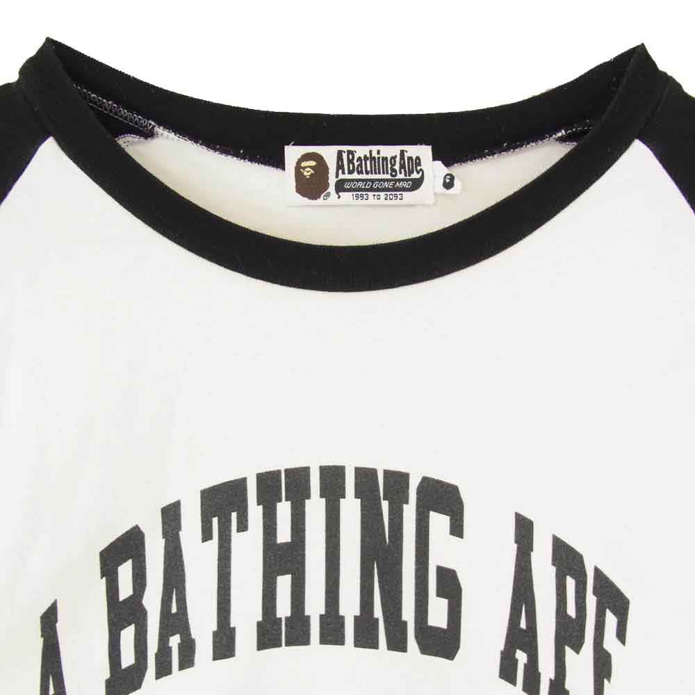 A BATHING APE アベイシングエイプ ロゴプリント ラグラン 半袖 ショートスリーブ クルーネック Tシャツ ブラック系 M【中古】