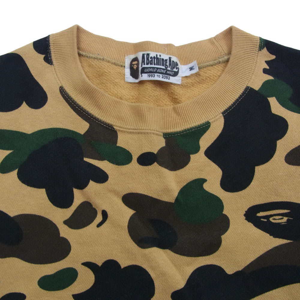 A BATHING APE アベイシングエイプ 1ST CAMO ファーストカモ イエローカモ 総柄 クルーネック スウェット ベージュ系 M【中古】