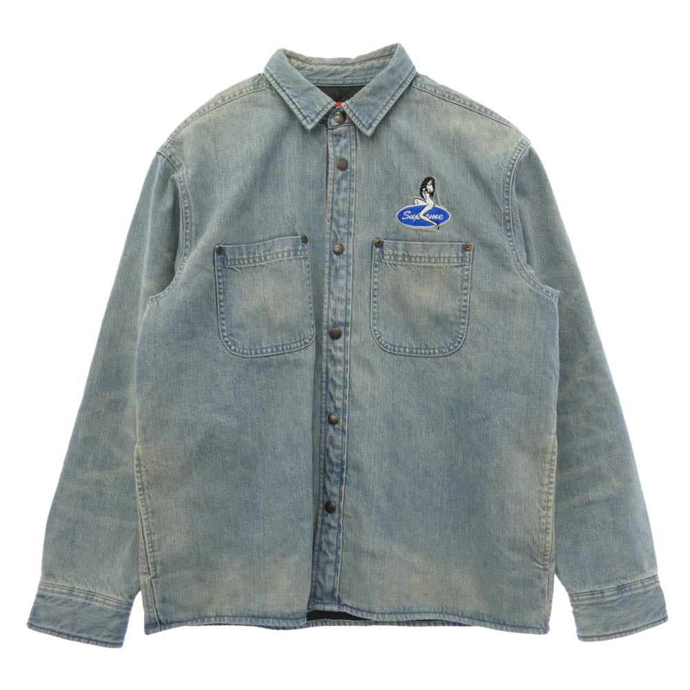 Supreme シュプリーム 26SS Quilted Lined Denim Snap Shirt キルテッド ラインド デニムスナップシャツ キルティング デニム ジャケット ライトブルー系 S【中古】