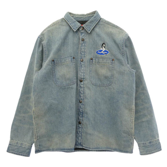 Supreme シュプリーム 26SS Quilted Lined Denim Snap Shirt キルテッド ラインド デニムスナップシャツ キルティング デニム ジャケット ライトブルー系 S【中古】