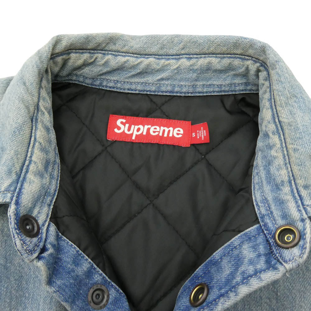 Supreme シュプリーム 26SS Quilted Lined Denim Snap Shirt キルテッド ラインド デニムスナップシャツ キルティング デニム ジャケット ライトブルー系 S【中古】