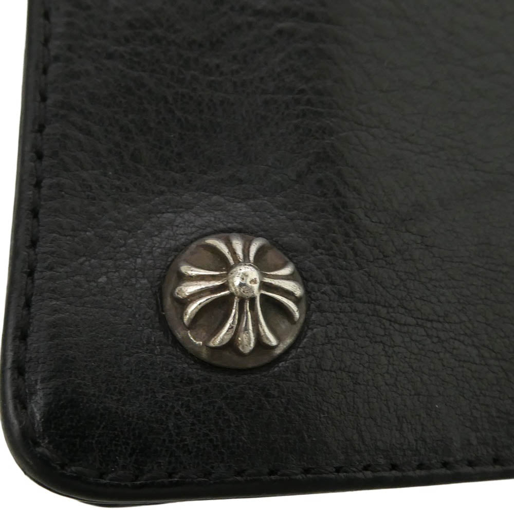 CHROME HEARTS クロムハーツ（原本無） 1ZIP クロスボールボタン レザーウォレット 二つ折り財布 ブラック系【中古】