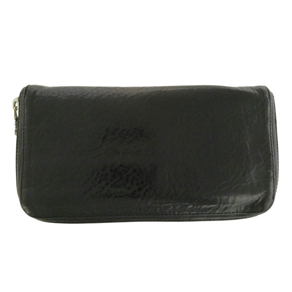 CHROME HEARTS クロムハーツ（原本無） REC F ZIP PLANE プレーン ジップ レザーウォレット ブラック系【中古】