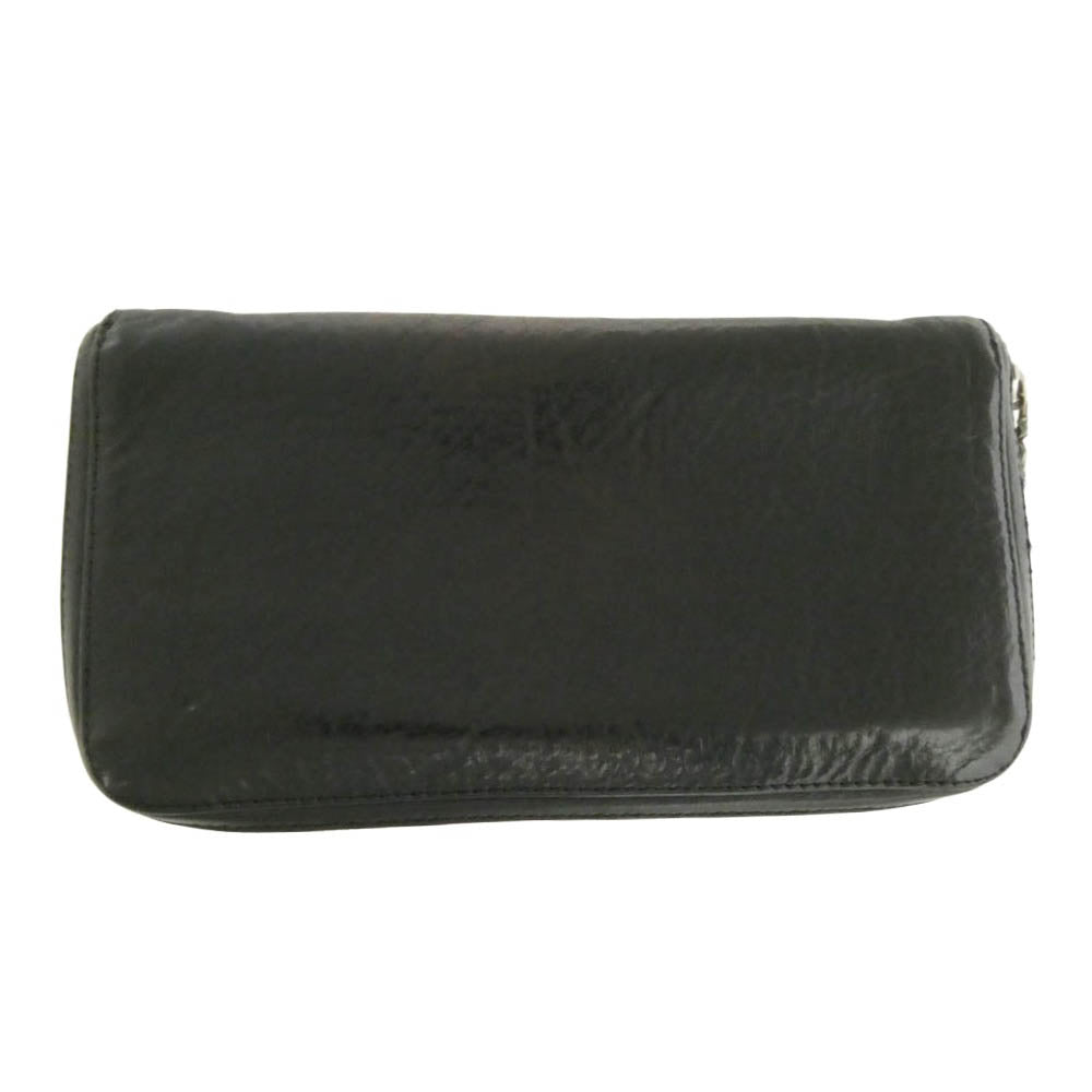 CHROME HEARTS クロムハーツ（原本無） REC F ZIP PLANE プレーン ジップ レザーウォレット ブラック系【中古】