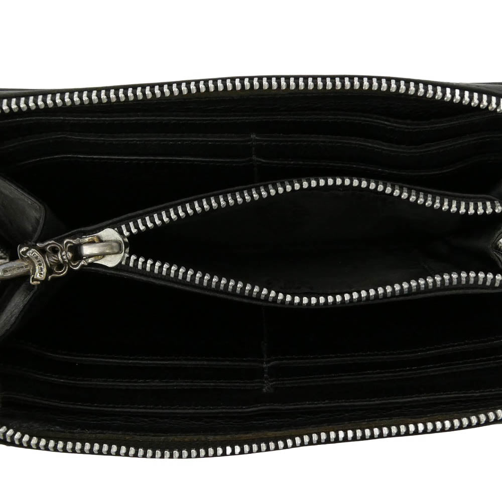CHROME HEARTS クロムハーツ（原本無） REC F ZIP PLANE プレーン ジップ レザーウォレット ブラック系【中古】