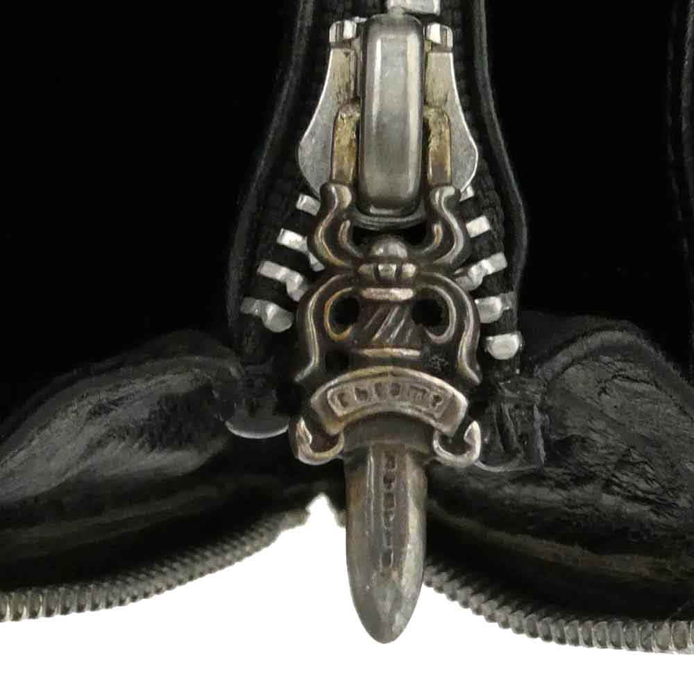 CHROME HEARTS クロムハーツ（原本無） REC F ZIP PLANE プレーン ジップ レザーウォレット ブラック系【中古】