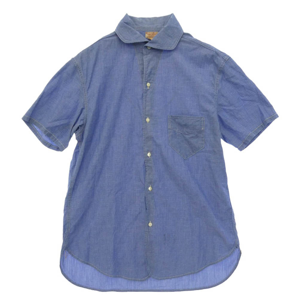 オールドジョー 13SS 13S/S-SCS コットン ストライプ 半袖 シャツ ブルー系 15 1/2【中古】
