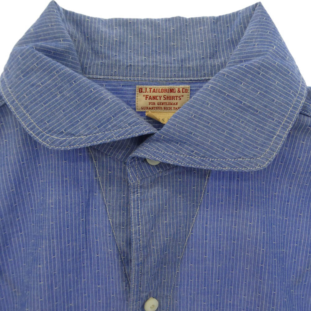 オールドジョー 13SS 13S/S-SCS コットン ストライプ 半袖 シャツ ブルー系 15 1/2【中古】